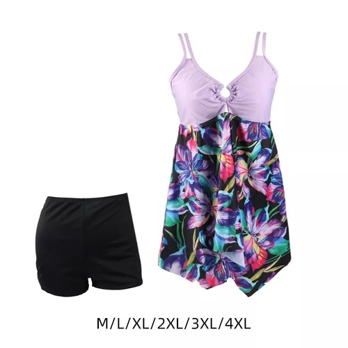 2PCS Ladies Tankini Swimsuit Set Swim Dress Boyshorts Swimwear Padded Swimsuit - Picture 6 of 15