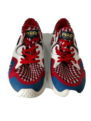 MOA Master Of Arts Men's Running Sneakers White/Red/Navy/Black Geometric SZ 8.5
