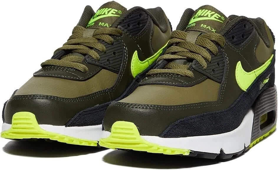 Nike Air Max 90 Leather GS Army Green Dark Green Black Volt DV3607 200