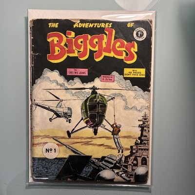 THE ADVENTURES OF BIGGLES # 1 [1955] Strato Rare British Edition.