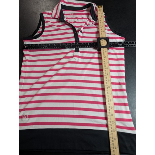 Kate Lord Women's Size Small Performance Sleeveless Polo Golf Shirt Pink Striped - Picture 11 of 14