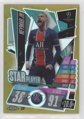 2020 Chrome Match Attax UEFA Champions League Gold Refractor 37/50 Neymar Jr 0c6