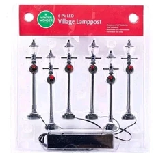 Winter Wonder Lane Christmas Village LED Lampposts, 6-Pack