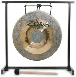 ZILDJIAN P0565 12" TRADITIONAL GONG AND STAND SET TABLETOP & MALLET INCLUDED NEW