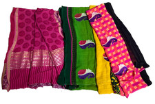 Vintage Saree Lot Indian Women Wrap Fabric Printed Dress Women Wrap Sari 2 Pcs