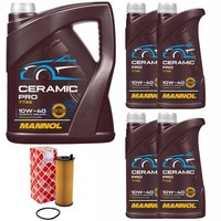 MotoröL Set Mannol 10W-40 Ceramic Pro 9 Liter + ÖLfilter FüR Audi A6 A8 2.7 3.0