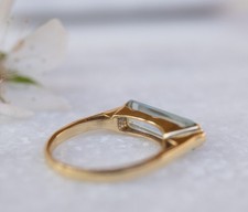 Natural Blue Topaz Gold Ring Handmade 925 Silver Minimalist Statement Jewelry
