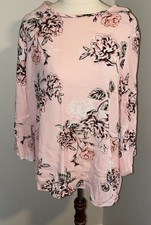Pink Floral Top size 12  by Jump Round Neck 3/4 sleeve  Viscoe 