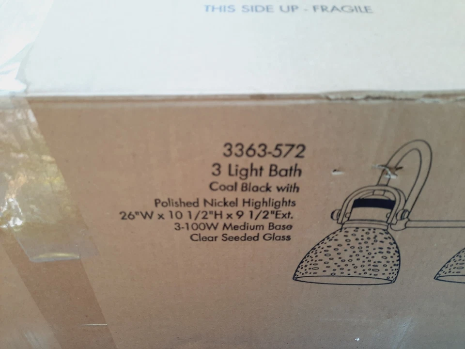 Minka Lavery Monico 3 Light 26" Wide Bathroom Vanity Light Black / Nickel *NEW* - Image 3 of 4