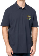 HUGO BOSS Men's Stacked Logo Cotton Polo Shirt Yankee Blue Medium