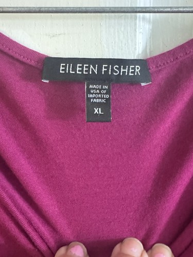 T-shirt Eileen Fisher donna taglia XL scollo a scoop manica lunga rosa magenta - Foto 3 di 8