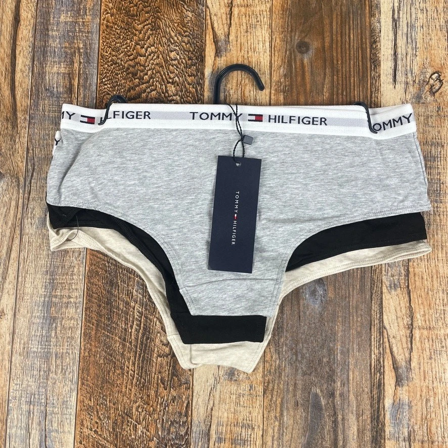 Tommy Hilfiger Mujer Pequeño Gris Negro Tostado Poliéster Ropa Interior Bragas 3PK Foto 3 de 4