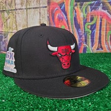Chicago Bulls 6X NBA Finals Champions New Era 59FIFTY Fitted Hat Size 7 1/2 D12
