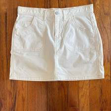 Gap Stretch Jeans Womens SZ 10 Corduroy Mini Skirt Cream Y2K Stretch