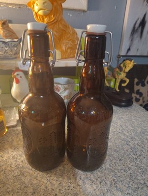 Grolsch 'Georgia' Brown Beer Bottle With Porcelain Swing Top 9 1/4 Height
