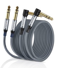 AkoaDa 1/4 Inch TRS Instrument Cable 10ft 2Pack Right Angle 10 Feet, Grey
