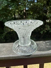 Smith Glass Daisy and Button Clear Punch Bowl Pedestal Base 6.5” MINT BUY NOW!