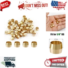 50 Pcs Brass Compression Fittings, 1/4" Tube OD Sleeves and Ferrules Assortment