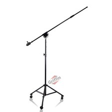 Studio Microphone Stand On Wheels Tall Overhead Boom Arm Mic Mount Stage Holder