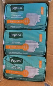 Depend (3 Pack) Unisex Adult Briefs with Tabs Fresh Protection Sm/Med 60 Ct