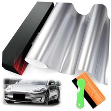 1FTx5FT PET Super Gloss Metallic GT Silver High Glossy Vinyl Wrap 1FT x 5FT