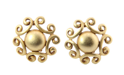 Vintage DKNY Gold Tone Etruscan Style Clip Earrings
