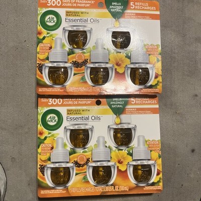 Air Wick Plug-in Air Freshener Oil, Papaya and Hibiscus Flower - 0.67oz (5 Pack)