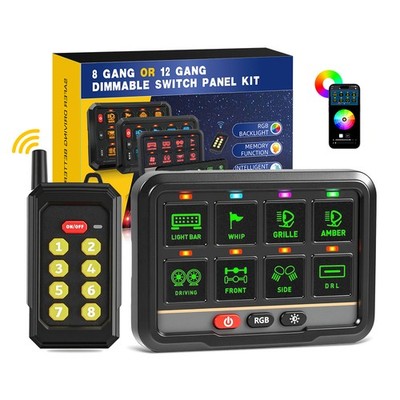 8-Gang Wireless Remote Control Panel for Off-Road Truck LED Light Circuit Box US