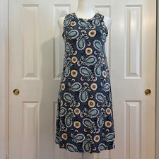 Loft Gray Outlet Floral Paisley Sleeveless Knee-Length Shift Dress Size Small