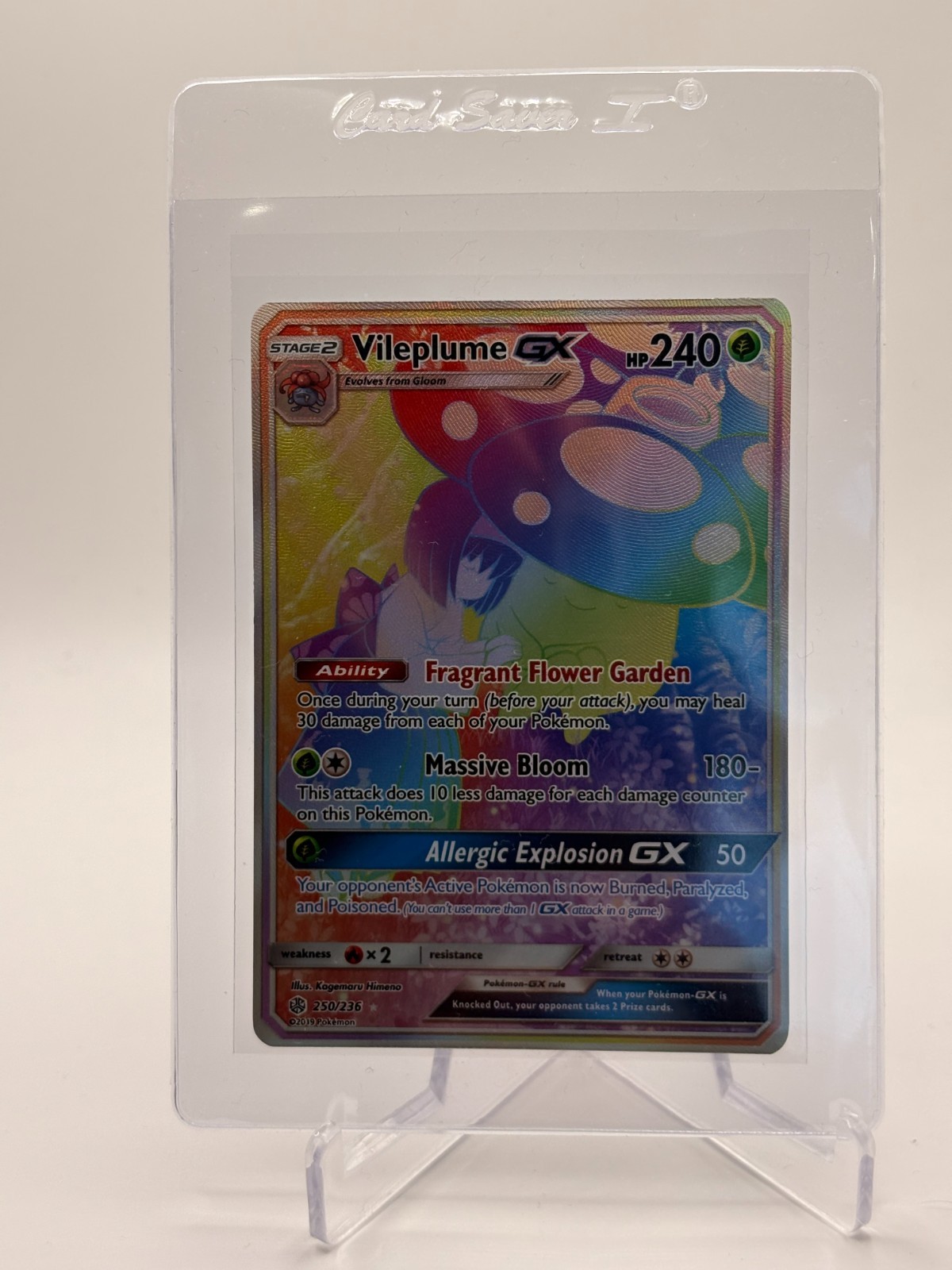 2019 Pokemon Cosmic Eclipse  Vileplume GX Rainbow Rare 250/236 NM Pack Fresh