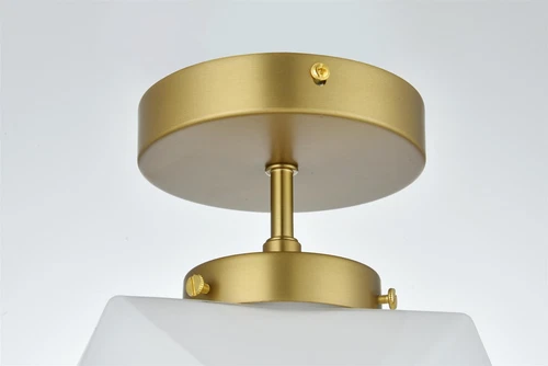Living District Lawrence 10" Flush Mount Frosted White Shade In Satin Gold - Picture 6 of 9