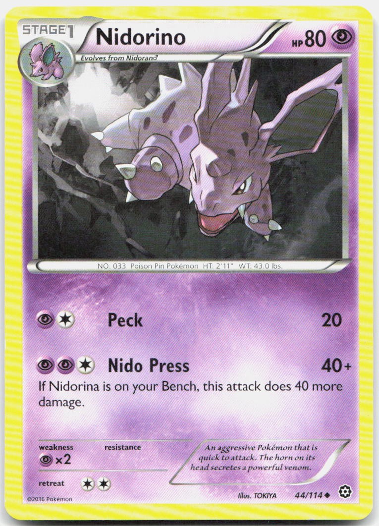 Nidorino 44/114 Uncommon Steam Siege Pokemon LP