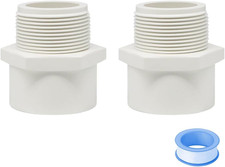 2PCS 1-1/2 Inch Male Thread White PVC Fittings 2-Way PVC Pipe Coupling Adapter C