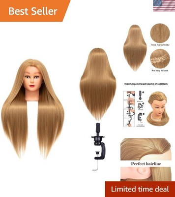 Durable 26-28 Inch Blonde Cosmetology Dummy Head - Ideal for Students' Practice