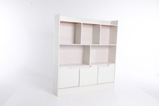 4 Tiers Density Board Warm White Freestanding Kids Bookshelf With 5 Storage