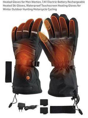Heated Gloves for Men Women, 7.4V Electric Battery Rechargeable Med Ski Riding