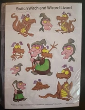 Vintage Sticker Sheet Switch Witch & Wizard Lizard 80’s Halloween New