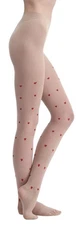 NEW Nude w Red Heart Pattern Fashion Tights Hosiery No Boundaries  XXXL 3XL