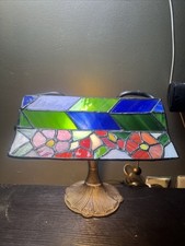 Tiffany Style Bankers Table Desk Lamp Stained Glass Lighted Artwork