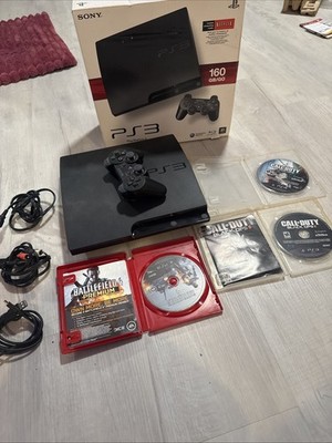 Sony PlayStation 3 Slim 160GB Controller, Cables, Manual, Games