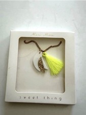 New Meri Meri Bird And Tassel Necklace Plastic White Yellow Sweet Thing In Box