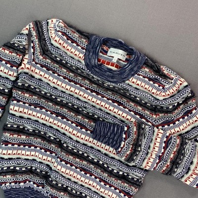 Carven Sweater Women SM Multicolor Stripe 3D Knit Pullover Long Sleeve