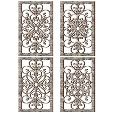 Yulejo 4 Pcs Thicken Rustic Wall Decor Modern Farmhouse Art Decor Wooden Holl...