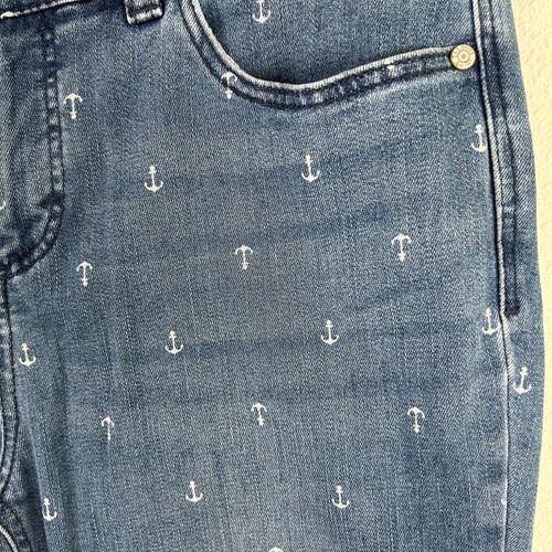 Jeans alla caviglia Talbots Simply lusinghiero taglia 4 blu denim bianco ancore nautico - Foto 3 di 13