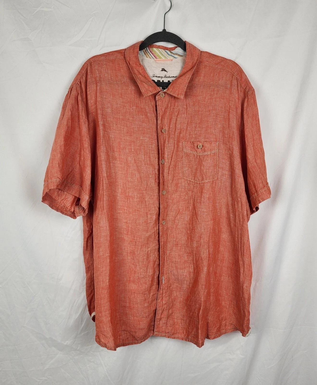 Tommy Bahama Island Modern Fit Preppy Beachy Linen Men's Buttoned Shirt sz XXL