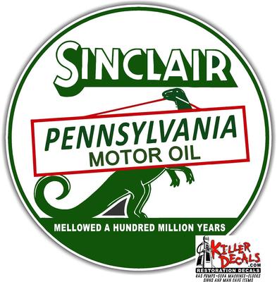 (SINC-9) 18'' SINCLAIR MOTOR OIL LUBSTER OIL CAN GASOLINE GAS DECAL