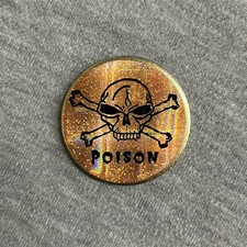 Vintage Pogs Metal Slammer 1990s - Poison Skull Cross Bones Holographic