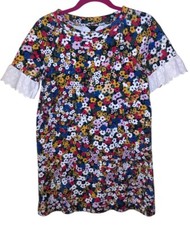 Ann Taylor petite Floral Eyelet Cuff Shift T-Shirt dress size XSP