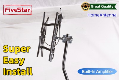 Instant Setup! HDTV Antenna Indoor Outdoor 4K 1080P Built-in Amp + Pole