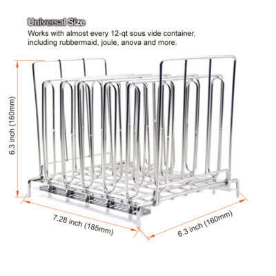 Collapsible 304 Stainless Steel Cooking Sous Vide Rack w/ 5 Dividers Adjustable
